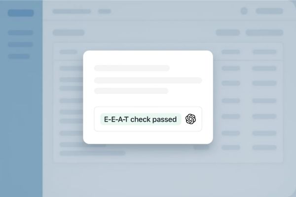Bluedesk dashboard met stijgende grafiek en AI-blokken, gericht op GEO-prestaties en zichtbaarheid